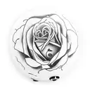 open pocket watch surrounded by roses tattoo design idea