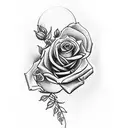 open pocket watch surrounded by roses tattoo design idea