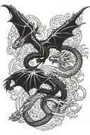 two dragons flying tattoo design idea