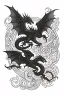 two dragons flying tattoo design idea
