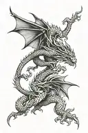 two flying dragons tattoo design idea
