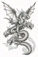 two flying dragons tattoo design idea