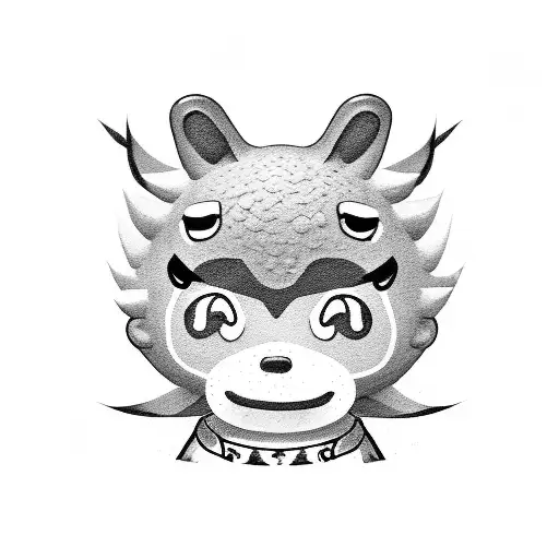 A family of Animal Crossing characters playing video games together tattoo design idea