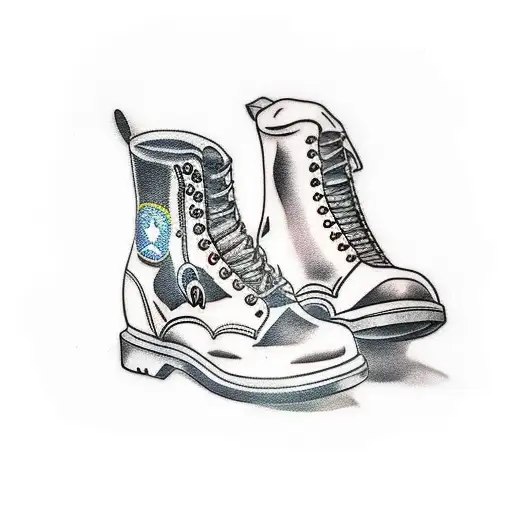 Traditional Boots And Dog Tags" Tattoo Idea BlackInk AI