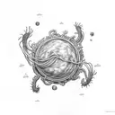 Flying Spaghetti Monster floating through space tattoo design idea