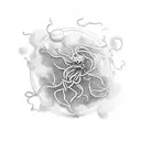 Flying Spaghetti Monster floating through space tattoo design idea