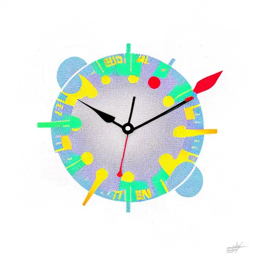 clock 11:48 am with sun tattoo design idea