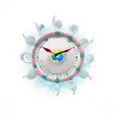 clock 11:48 am with sun tattoo design idea