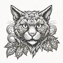 A beer mug with hops and barley forming a cat's face tattoo design idea