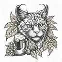 A beer mug with hops and barley forming a cat's face tattoo design idea