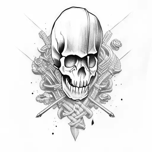 captain marine skull tattoo design idea