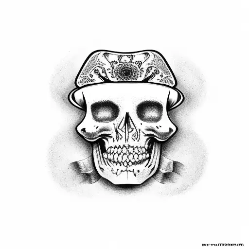 calavera con sombrero marino tattoo design idea