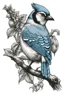 bluejay with date 02/01/71 tattoo design idea