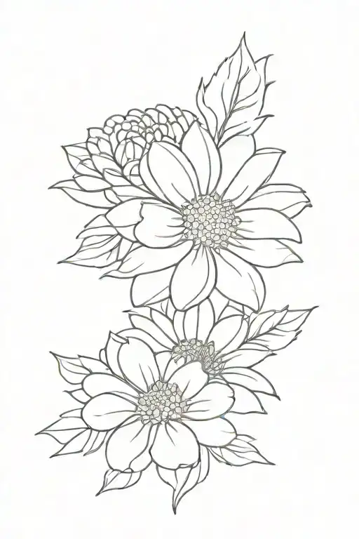 aster and chrysanthemum flower tattoo design idea