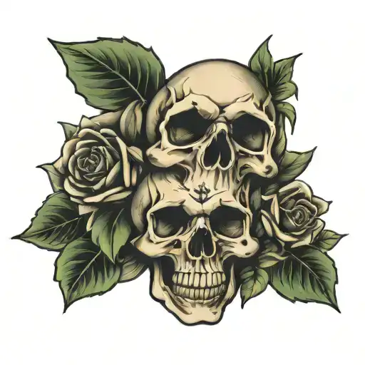 money rose dice and skull  tattoo design idea