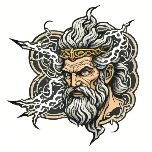 zeus god with lightning tattoo design idea
