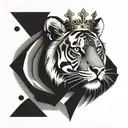 Tiger with crown and rays  tattoo design idea