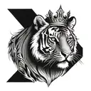 Tiger with crown and rays  tattoo design idea