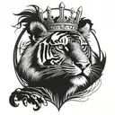 Tiger with crown and rays  tattoo design idea