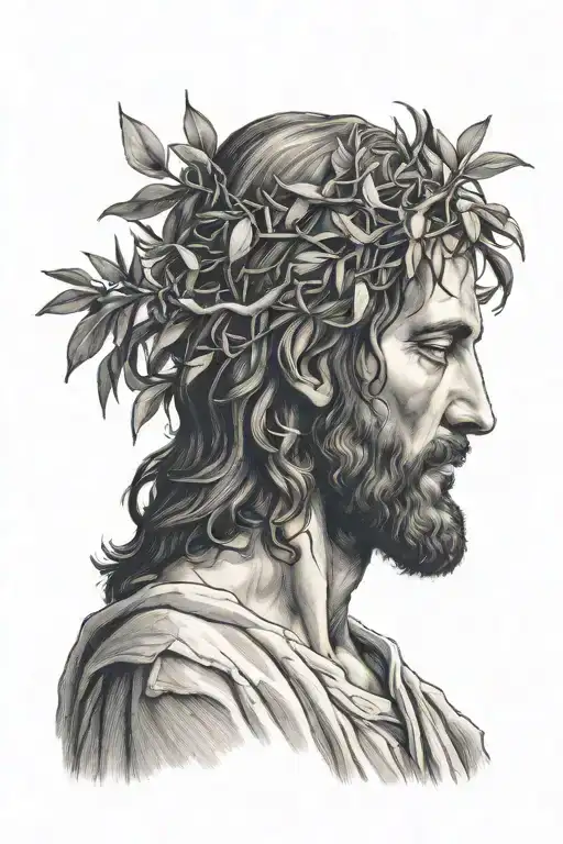 Jesus praying at an olive tree   tattoo design idea