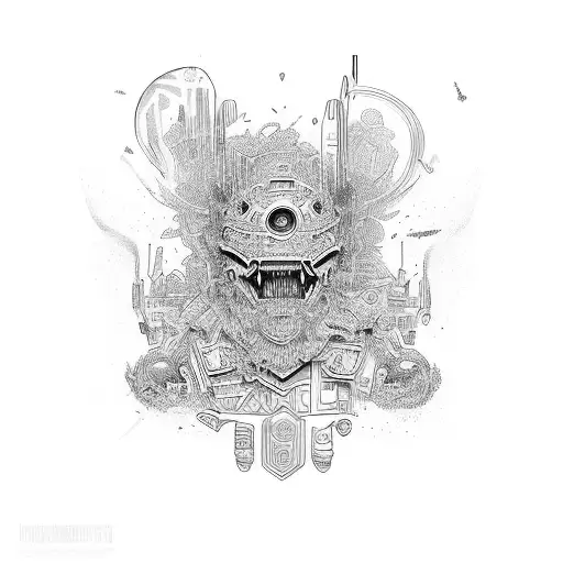 Greek mix that goes down the back tattoo design idea