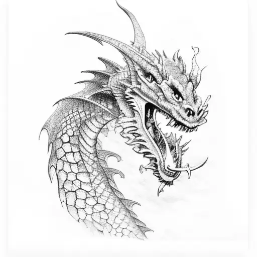 dragon all blue tattoo design idea