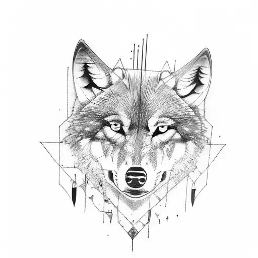 wolf and a crow grabado and soul arround theirs tattoo design idea