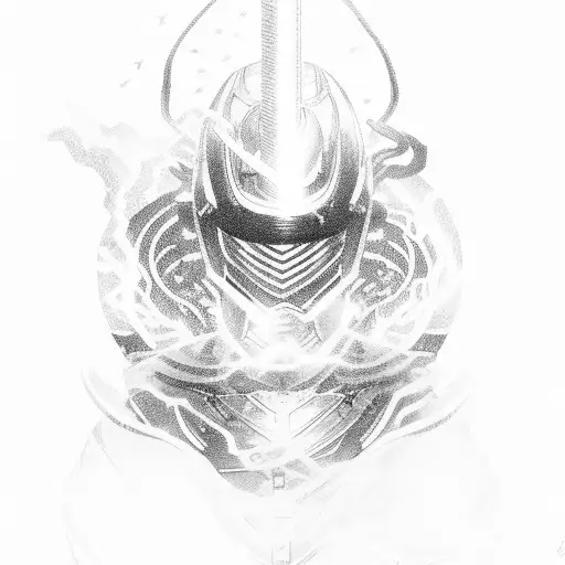 Genshin Impact Raiden Shogun surrounded by lightning bolts tattoo design idea