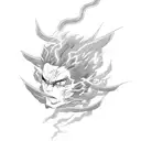 Genshin Impact Raiden Shogun surrounded by lightning bolts tattoo design idea