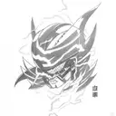 Genshin Impact Raiden Shogun surrounded by lightning bolts tattoo design idea