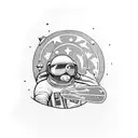 astronaut + snowboard tattoo design idea