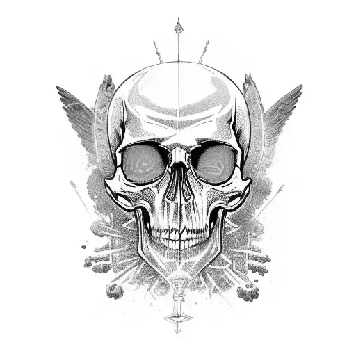 Skull and raven tattoo design idea