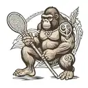 silverback gorilla holding Native American lacrosse stick  tattoo design idea