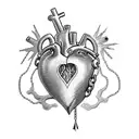 anatomical heart with dagger and chains tattoo design idea