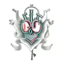 anatomical heart with dagger and chains tattoo design idea