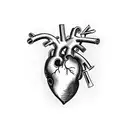 anatomical heart with dagger and chains tattoo design idea