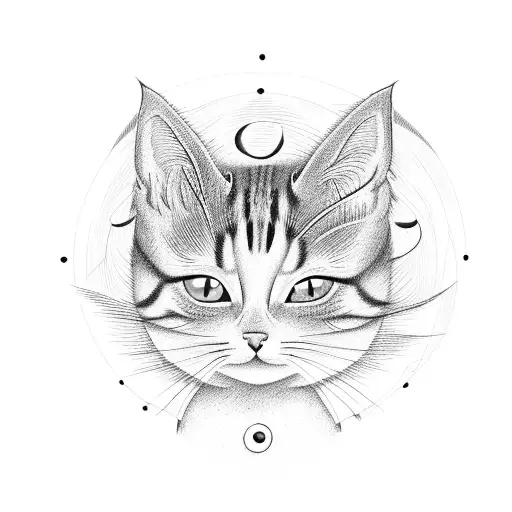 three cartoon cats dancing in a circle  tattoo design idea