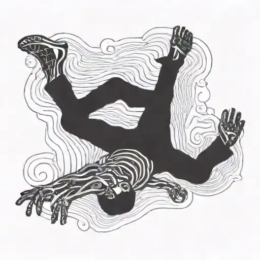 falling skeleton linograph elliott smith tattoo design idea