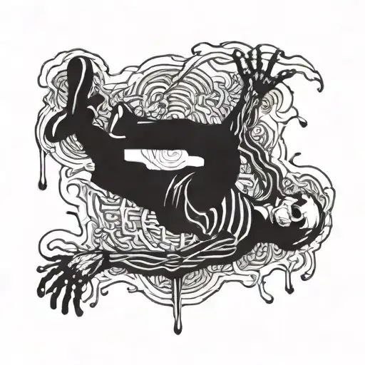 falling skeleton linograph elliott smith tattoo design idea