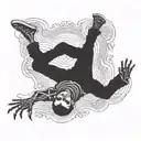 falling skeleton medieval wood style  elliott smith tattoo design idea