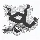 falling skeleton medieval wood style  elliott smith tattoo design idea