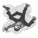 falling skeleton medieval wood style  elliott smith tattoo design idea