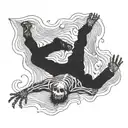 falling skeleton medieval wood style  elliott smith tattoo design idea