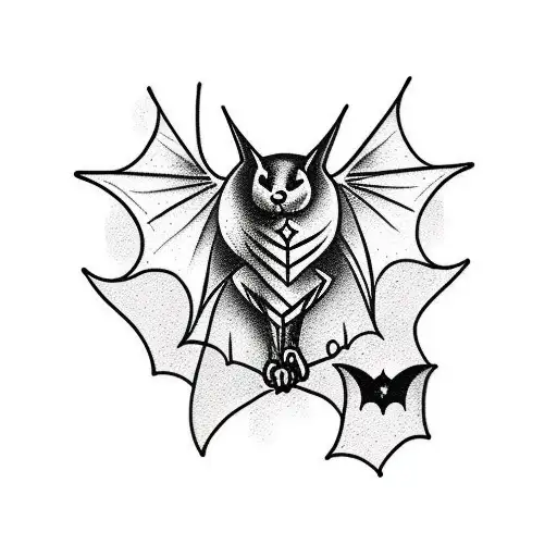 bat blackwork tattoo design idea