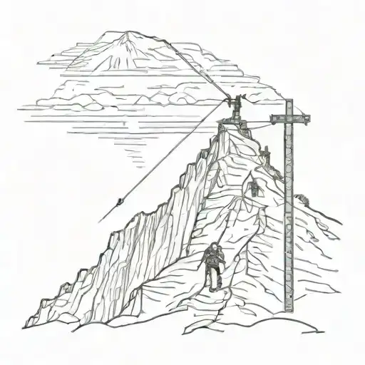 kilimanjaro mountain outline with two lineman climbing  tattoo design idea