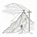 kilimanjaro mountain outline with two lineman climbing  tattoo design idea