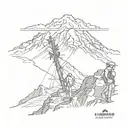 kilimanjaro mountain outline with two lineman climbing  tattoo design idea