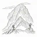 kilimanjaro mountain outline with two lineman climbing  tattoo design idea
