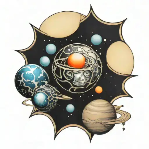 mahakal and solar system planets tattoo design idea