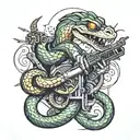 snake with a machine gun tattoo design idea